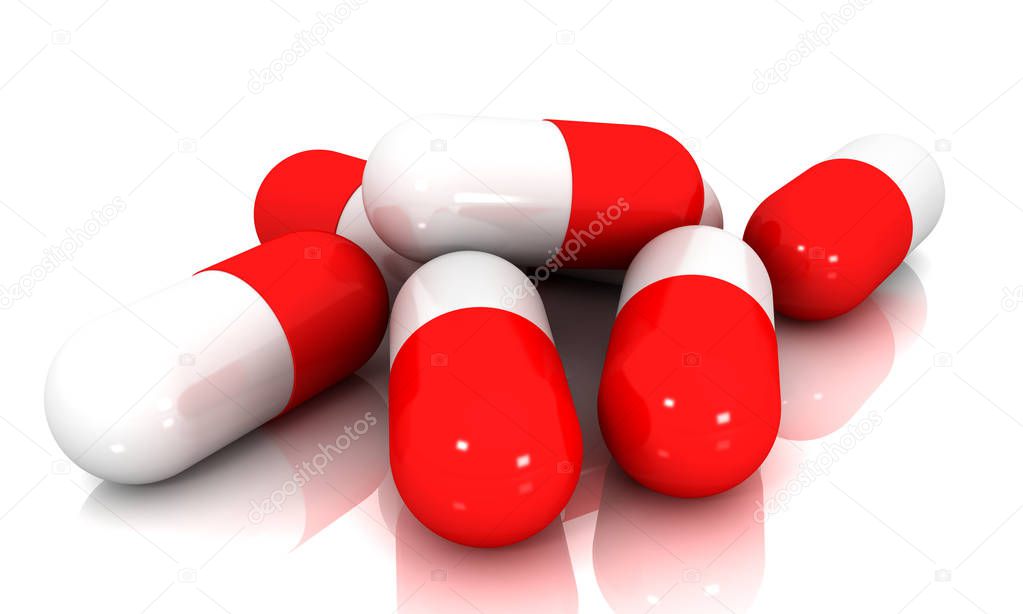 List of prescription medications and pill bottles on a table.